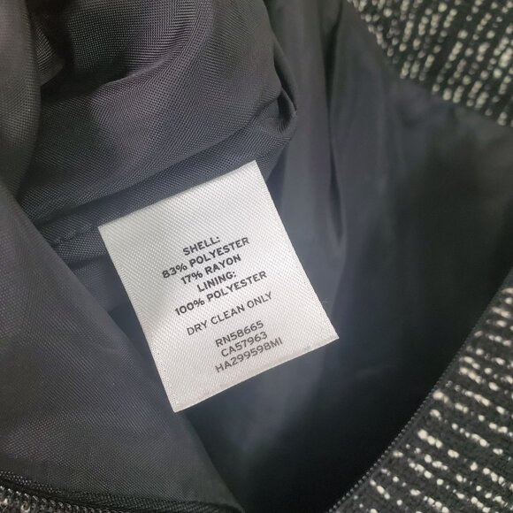 HALOGEN Womens Skirt SZ 12 Black Tweed Lined Pleated Black Cream A-Line Short‎ - Picture 6 of 8